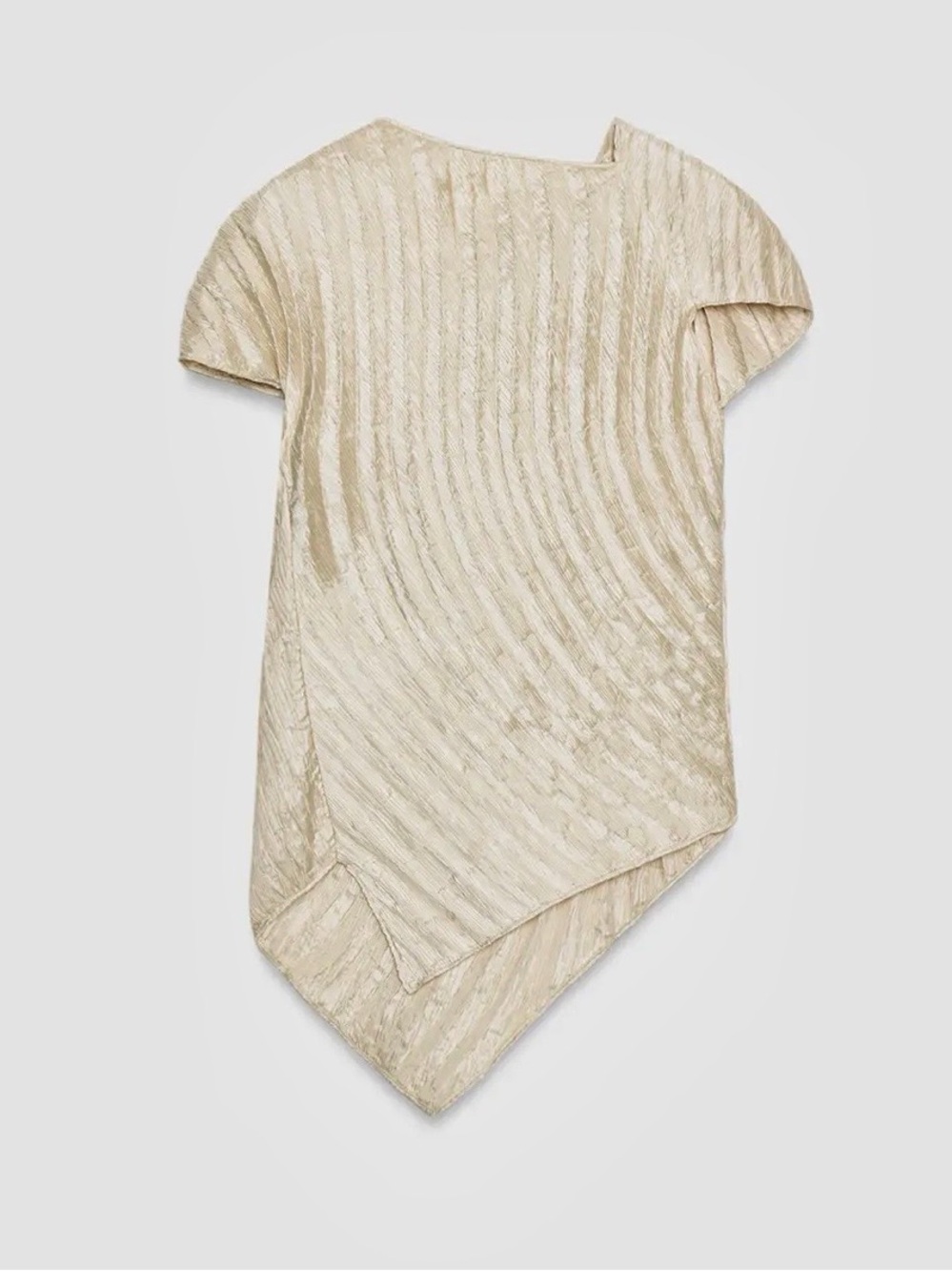 Zara NWT ZW COLLECTION luxurious Pleated Short Sleeve champagne cream formal Top - Picture 8 of 13